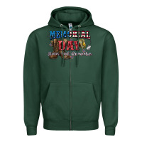Sports Green Memorial day honor ans remember Zipper Hoodie - CowGirlArtShop