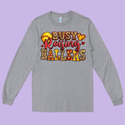 Busy Raising Ballers Softball Long Sleeve Tee Designed By Jasminsmagicworld