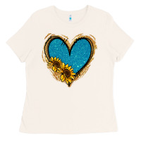 Bone Gold Glitter Sunflower Blue Heart Ladies Tee - Jasminsmagicworld