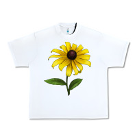 White Black Eyed Susan Flower Urban Heavy Tee - LillyAllenDesigns