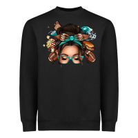 Black american football messy bun Heavyweight Sweatshirt - texasbilliewilder