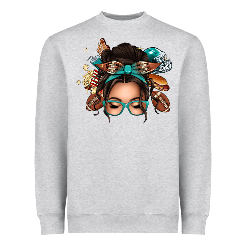 American Football Messy Bun Heavyweight Sweatshirt by texasbilliewilder | Teevron