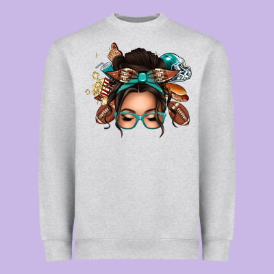 American Football Messy Bun Heavyweight Sweatshirt Designed By Texasbilliewilder