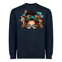 Navy american football messy bun Heavyweight Sweatshirt - texasbilliewilder
