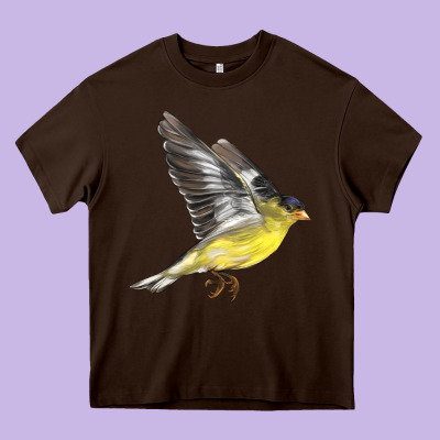 Flying American Goldfinch Heavy Core Tee Designed By Lillyallendesigns