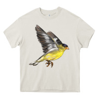Cream Flying American Goldfinch Heavy Core Tee - LillyAllenDesigns