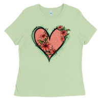 Matcha Pink Glitter Floral Heart Ladies Tee - Jasminsmagicworld