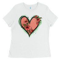 White Pink Glitter Floral Heart Ladies Tee - Jasminsmagicworld