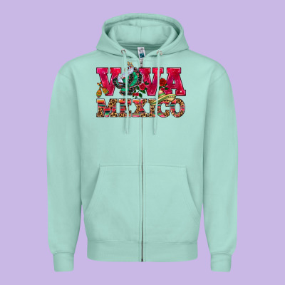 Viva Mexico Zipper Hoodie Designed By Howdyjamesfarm