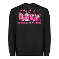 Black In October We Wear Pink with Breast Cancer Coffee Heavyweight Sweatshirt - texasbilliewilder
