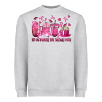 Heather Grey In October We Wear Pink with Breast Cancer Coffee Heavyweight Sweatshirt - texasbilliewilder