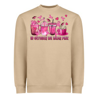 Mushroom In October We Wear Pink with Breast Cancer Coffee Heavyweight Sweatshirt - texasbilliewilder