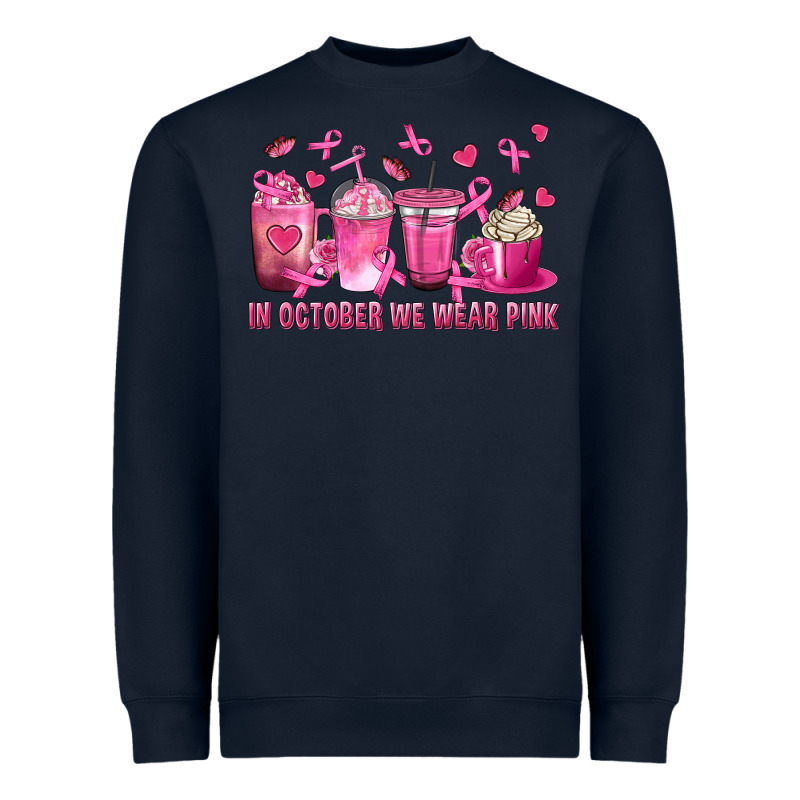 In October We Wear Pink With Breast Cancer Coffee Heavyweight Sweatshirt by texasbilliewilder | Teevron