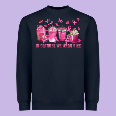 In October We Wear Pink With Breast Cancer Coffee Heavyweight Sweatshirt Designed By Texasbilliewilder