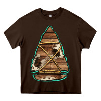 Chocolate Brown cowhide wooden arrowhead Heavy Core Tee - Jasminsmagicworld