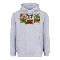 Heather Grey christmas cupcake with gingerbreads bbs Heavyweight Hoodie - BundleAndBundleShop