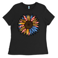 Black Patriotic Sunflower Ladies Tee - Jasminsmagicworld
