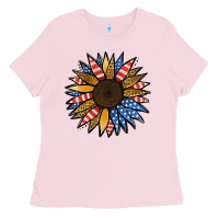 Bubblegum Pink Patriotic Sunflower Ladies Tee - Jasminsmagicworld