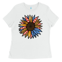 White Patriotic Sunflower Ladies Tee - Jasminsmagicworld