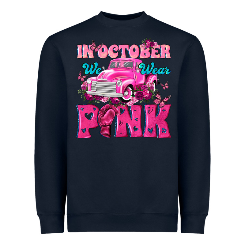In October We Wear Pink Truck Heavyweight Sweatshirt by texasbilliewilder | Teevron