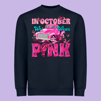 In October We Wear Pink Truck Heavyweight Sweatshirt Designed By Texasbilliewilder
