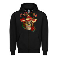 Black Chingona with roses Mexico Zipper Hoodie - HowdyJamesFarm
