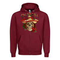 Burgundy Chingona with roses Mexico Zipper Hoodie - HowdyJamesFarm