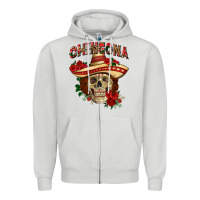 Dove Grey Chingona with roses Mexico Zipper Hoodie - HowdyJamesFarm