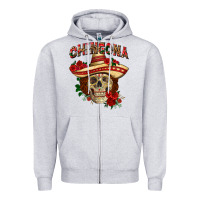 Heather Grey Chingona with roses Mexico Zipper Hoodie - HowdyJamesFarm