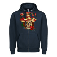 Navy Chingona with roses Mexico Zipper Hoodie - HowdyJamesFarm