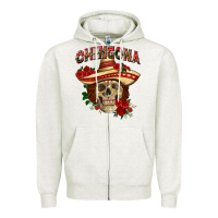 Oatmeal Heather Chingona with roses Mexico Zipper Hoodie - HowdyJamesFarm