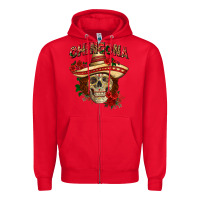 Red Chingona with roses Mexico Zipper Hoodie - HowdyJamesFarm
