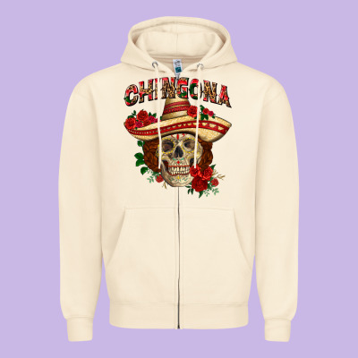 Chingona With Roses Mexico Zipper Hoodie Designed By Howdyjamesfarm
