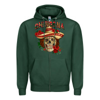 Sports Green Chingona with roses Mexico Zipper Hoodie - HowdyJamesFarm