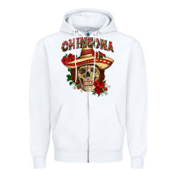 White Chingona with roses Mexico Zipper Hoodie - HowdyJamesFarm