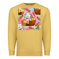 Antique Gold Easter Bunny With Hamper Seamless Pattern Premium Sweatshirt - BundleAndBundleShop