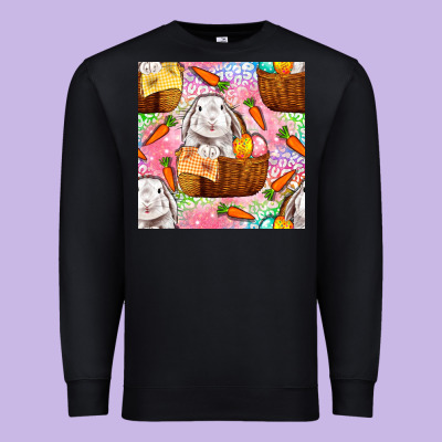 Easter Bunny With Hamper Seamless Pattern Premium Sweatshirt Designed By Bundleandbundleshop