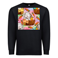 Black Easter Bunny With Hamper Seamless Pattern Premium Sweatshirt - BundleAndBundleShop