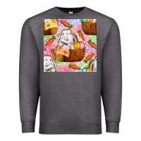Charcoal Heather Easter Bunny With Hamper Seamless Pattern Premium Sweatshirt - BundleAndBundleShop
