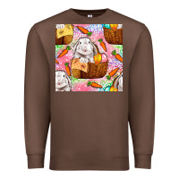 Chestnut Easter Bunny With Hamper Seamless Pattern Premium Sweatshirt - BundleAndBundleShop