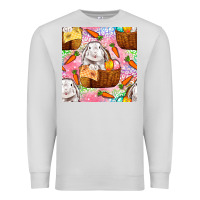 Dove Grey Easter Bunny With Hamper Seamless Pattern Premium Sweatshirt - BundleAndBundleShop