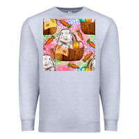 Heather Grey Easter Bunny With Hamper Seamless Pattern Premium Sweatshirt - BundleAndBundleShop