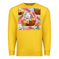 Lemon Easter Bunny With Hamper Seamless Pattern Premium Sweatshirt - BundleAndBundleShop