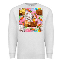 Oatmeal Heather Easter Bunny With Hamper Seamless Pattern Premium Sweatshirt - BundleAndBundleShop