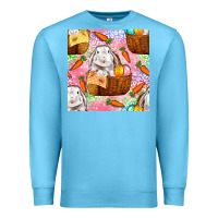 Ocean Blue Easter Bunny With Hamper Seamless Pattern Premium Sweatshirt - BundleAndBundleShop