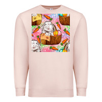 Pale Pink Easter Bunny With Hamper Seamless Pattern Premium Sweatshirt - BundleAndBundleShop