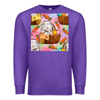 Purple Easter Bunny With Hamper Seamless Pattern Premium Sweatshirt - BundleAndBundleShop
