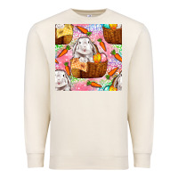 Sandshell Easter Bunny With Hamper Seamless Pattern Premium Sweatshirt - BundleAndBundleShop
