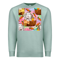 Seafoam Easter Bunny With Hamper Seamless Pattern Premium Sweatshirt - BundleAndBundleShop