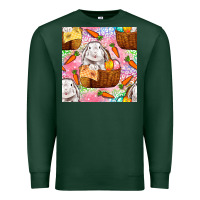 Sports Green Easter Bunny With Hamper Seamless Pattern Premium Sweatshirt - BundleAndBundleShop
